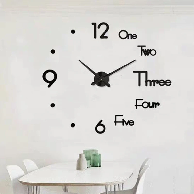 Большие настенные часы 3D сделай сам бесшумные акриловые зеркальные