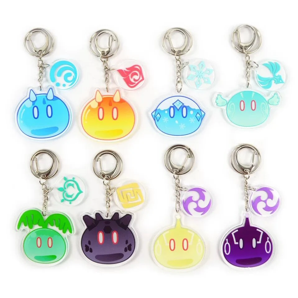 Genshin Impact Slime Keychains Eye of God 7 Element Pendant Key Ring Kawaii Cartoon Holder | Украшения и аксессуары