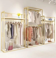 clothing store display rack floor type womens nano gold display shelf double high cabinet hanging clothes rack
