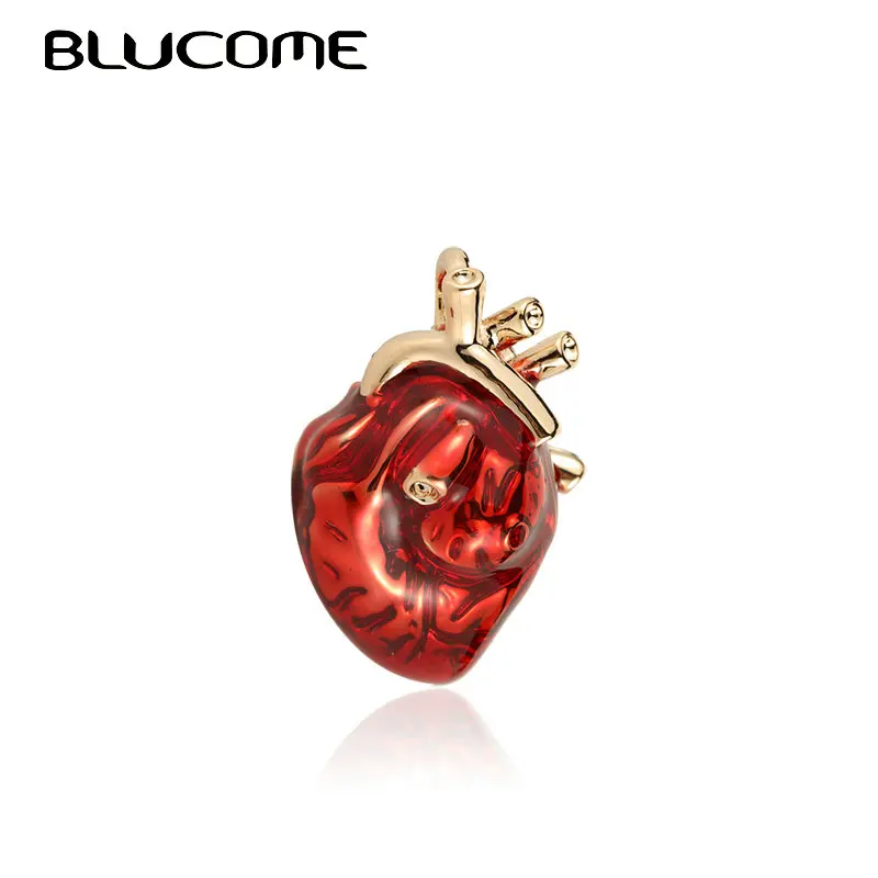 

Blucome Red Enamel Vivid Heart Brooches Women Sweater Pendant Hospital Clinic Professional Uniform Doctor Brooch Badge Pins