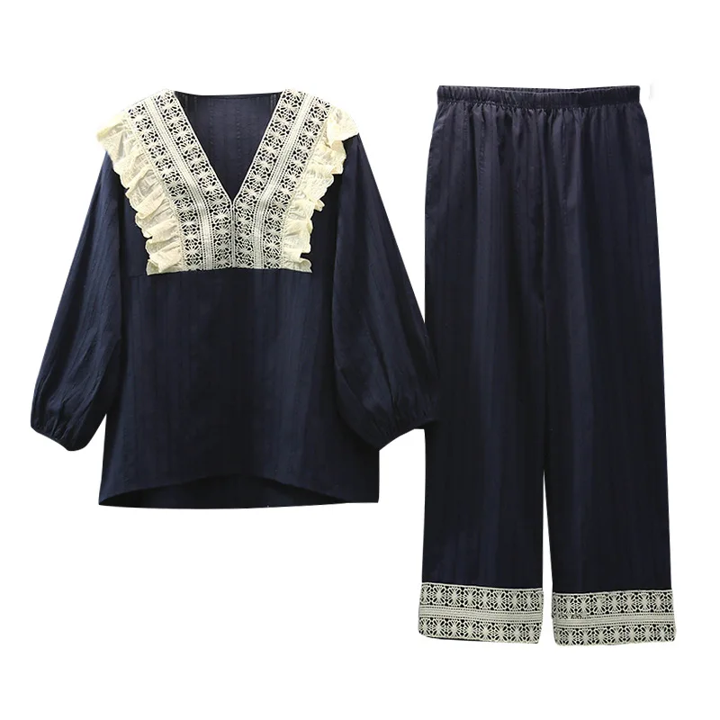 

Pijama Women Spring Autumn 100% Cotton Sexy Ladies Suit Korean Home Wear Long Sleeve Sleep Suit Pajama Set Nightwear