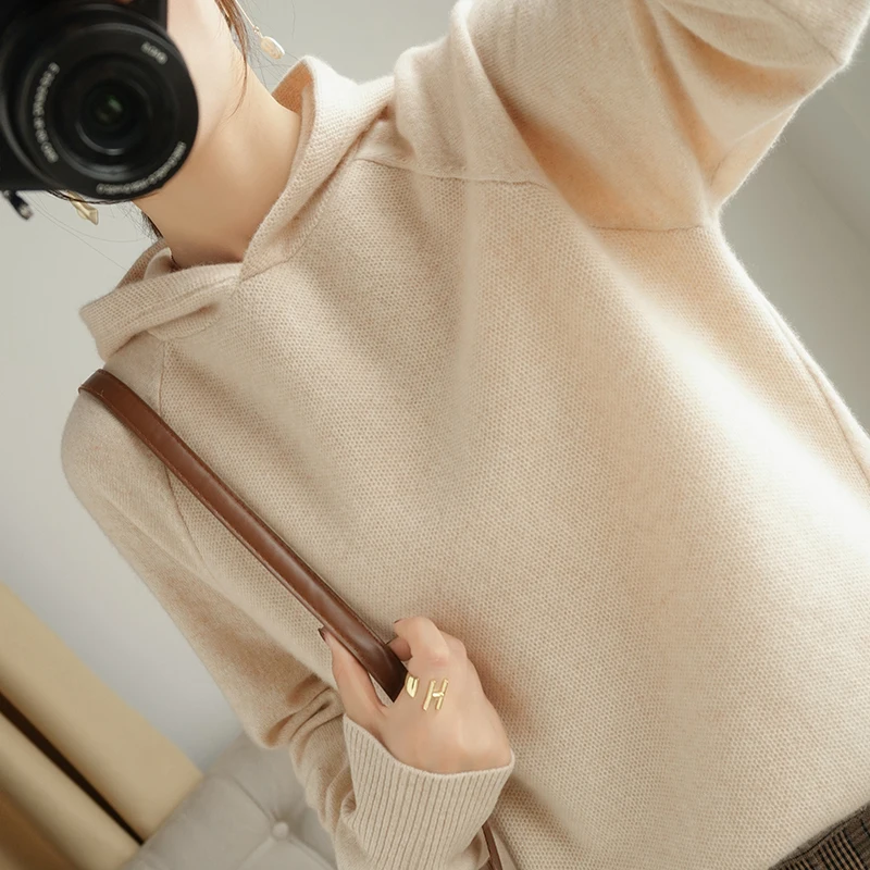 

Autumn Winter New Knit Pullover Double Thickening Loose Women 100% Cashmere And Wool Sweater Colors Coat Large Size Girl Clothes