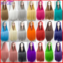 100CM Cos Wig Blonde Blue Red Pink Grey Purple Hair for Party Long Straight Synthetic cosplay Wigs for Women Hair Wigs