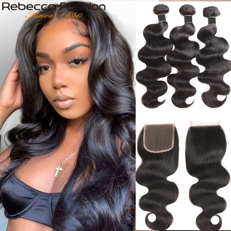 

Body Wave Human Hair Bundles With Closure Rebecca Hair Bundles With Frontal Brazilian Body Wave Hair Weave Bundles With Closure