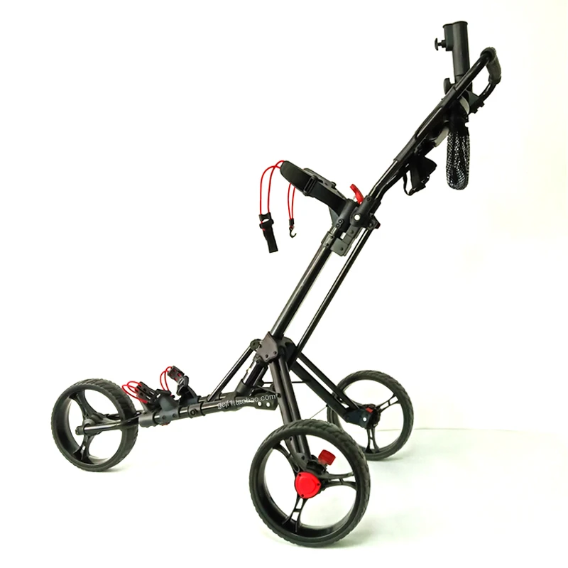 Folding Aluminum Alloy Golf Trolley Multifunctional Foldable Golf Pull Cart With Three Wheels Bottle Holder Umbrella Bracket