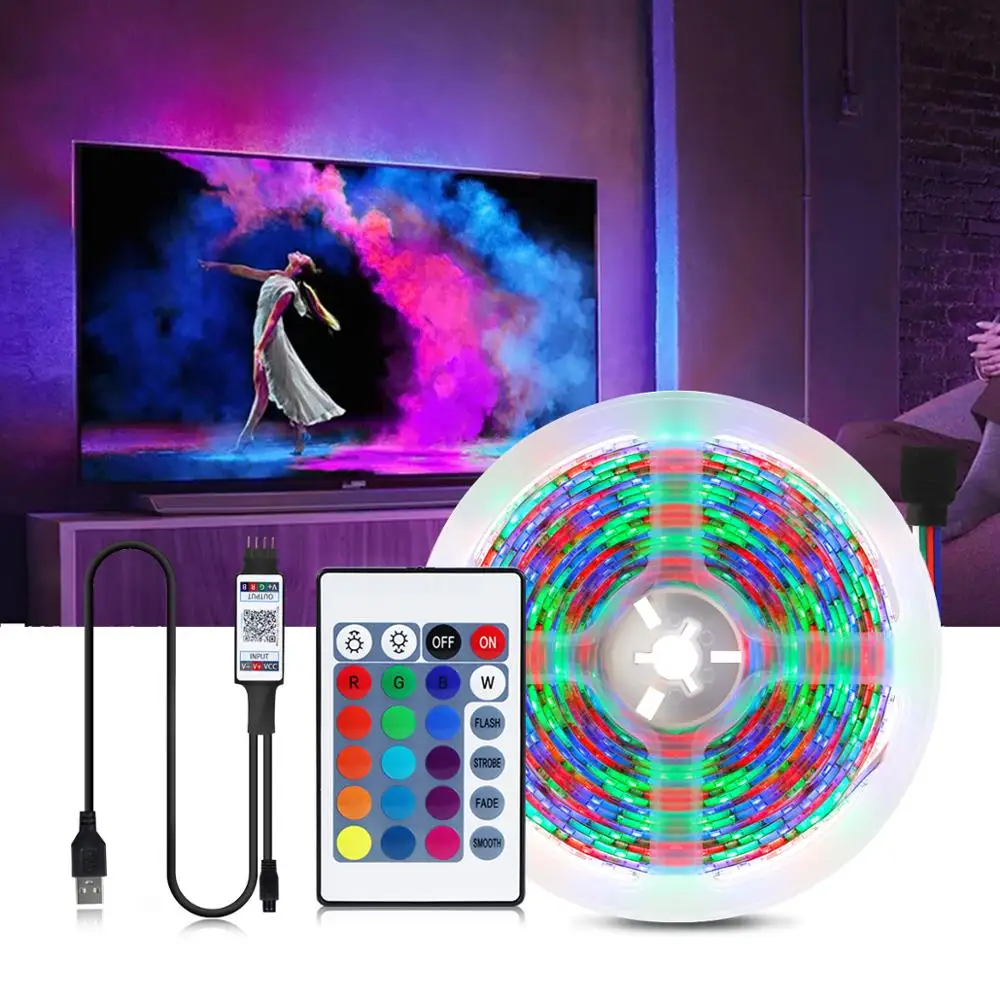 

Bluetooth Controller RGB LED Strip 2835 Diode Tape 5V USB Neon LED Light Ribbon PC TV Screen Backlight Bedroom Xmas Decor Lamp