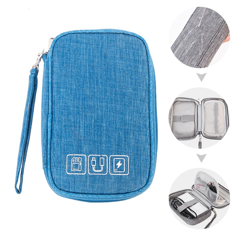 Headphone storage bag mini zipper headphone case mobile phone data cable charger box portable travel | Дом и сад