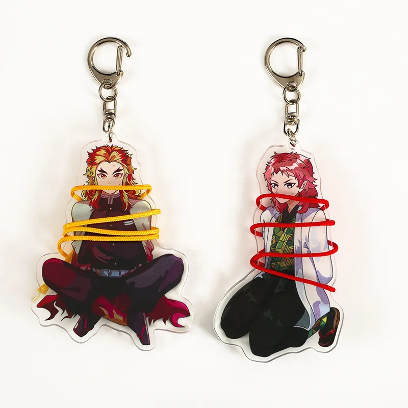 

1 Pcs New Anime Demon Slayer Kimetsu No Yaiba Kneeling Keychains Douma Giyuu Kyoujurou Sabito Pendant Keyrings Figure Toys Gifts