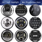 2Psc 7 дюймовый светодиодный фар H4 (Подол короче спереди и длиннее сзади) с Halo Ангельские глазки для Lada 4x4 urban Niva Jeep JK Land rover defender Hummer