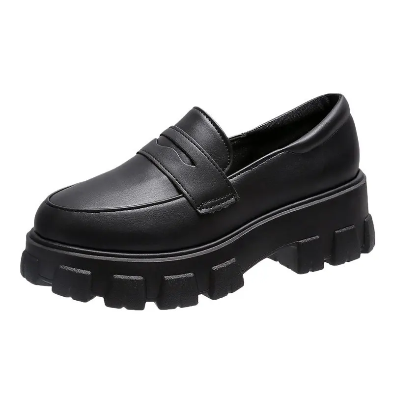 Женские Кожаные Туфли оксфорды толстая подошва на шнуровке платформа