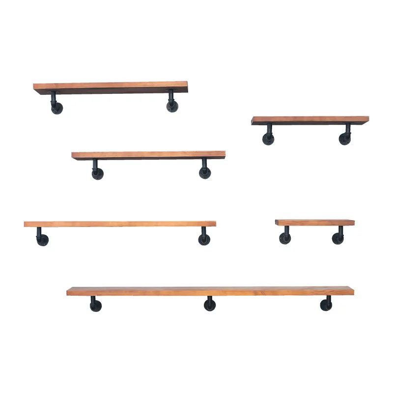 Настенная полка для хранения водопроводных труб из цельного дерева декоративная