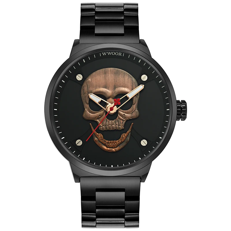 hot fashion skull watch men sports watches top brand luxury stainless steel waterproof quartz wristwatches male creative clock free global shipping