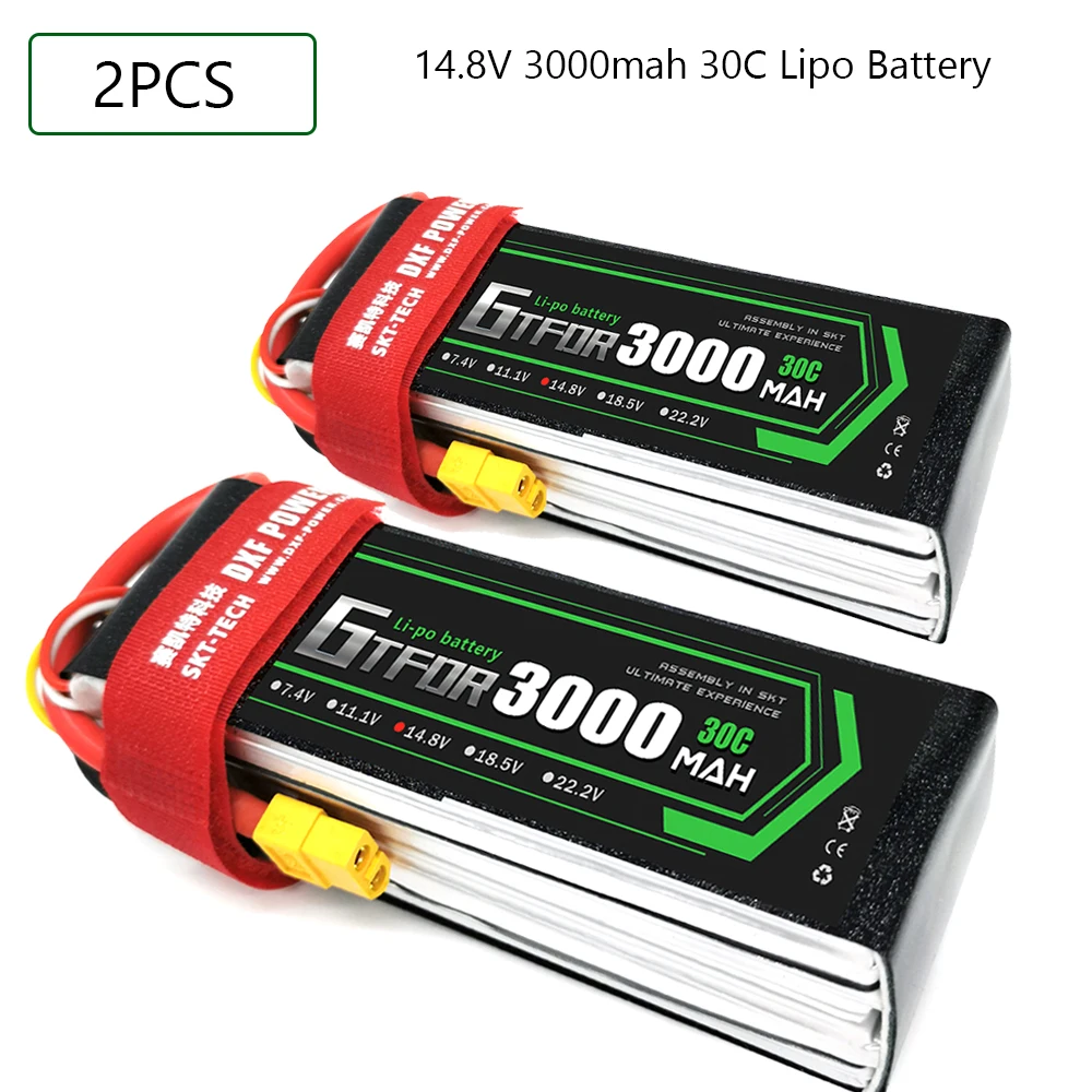 

GTFDR Lipo battery 14.8V 3000MAH 30C-60C AKKU 4S LiPo Battery Deans For truck fpv drone Rc Helicopter Boat 1/8 off road car