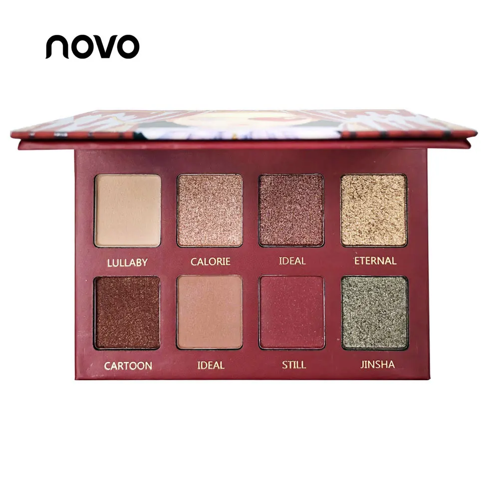Палитра матовых мерцающих теней для век 8 цветов красный пигмент телесного цвета