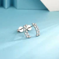 au750 18k gold real diamond stud earrings for women cute romantic wedding jewelry