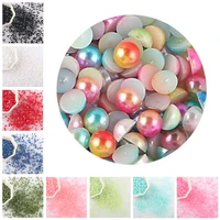3 12mm abs color semi round beads diy nail phone flat paste jewelry solid color beads beading device accessories perfect beads
