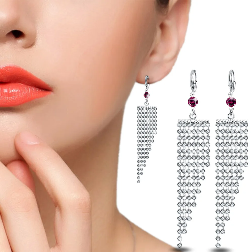 Роскошное прозрачное Кристальное длинные серьги с кисточками женские ювелирные