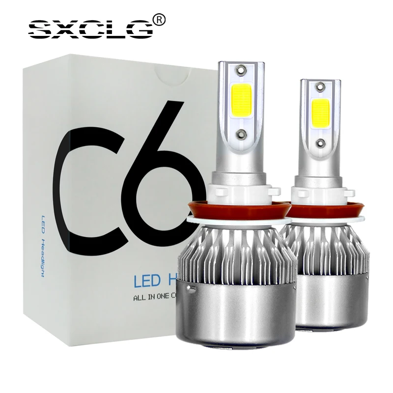 SXCLG C6 светодиодный фары лампы COB налобный фонарь H7 H4 H11 H13 HB2 HB3 HB4 Автомобильная