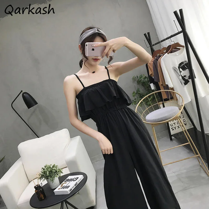 

Комбинезон женский однотонный свободного покроя, удобный пляжный комбинезон до щиколотки в стиле Харадзюку, простая нижняя одежда, на лето