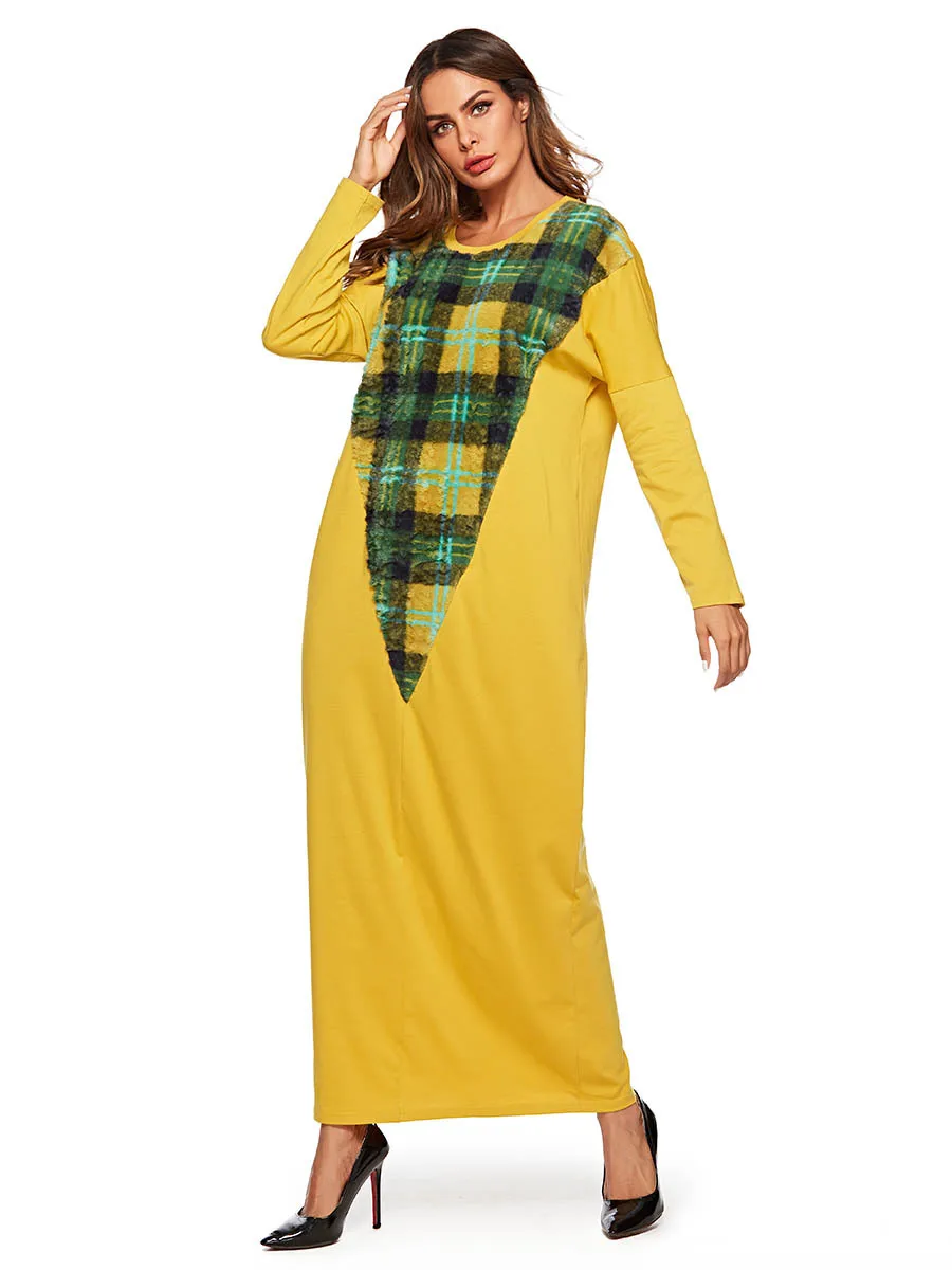 Мусульманское платье-абайя женское кимоно в клетку джилбаб Джуба эльбиз