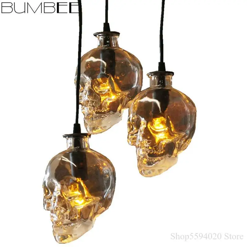 Ретро люстра в форме скелета стиле лофт лампа для бара винной бутылки подвесной