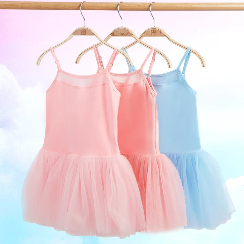 

Girls Ballet Dress Swimsuit For Dancing Camisole Mesh Splicing Leotard Dance Ballet Tutu Dress Princess Dress Kids Pettiskirt