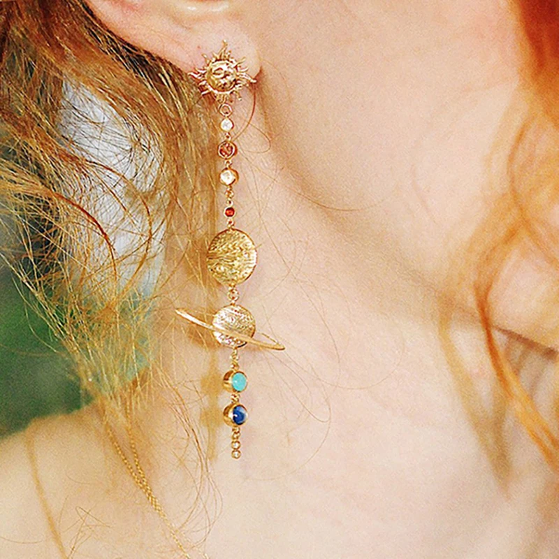 

Aprilwell Tassel Pendant Earrings For Women 2021 Piercing Gold Color Universe Planet Drop Jewelry Lady Trendy Gift E-Girl