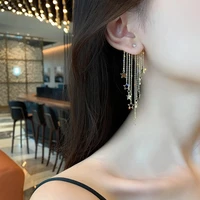 new fashion european and exaggerated star tassel earrings hanging six pointed star suitable for womens wedding earring 2021