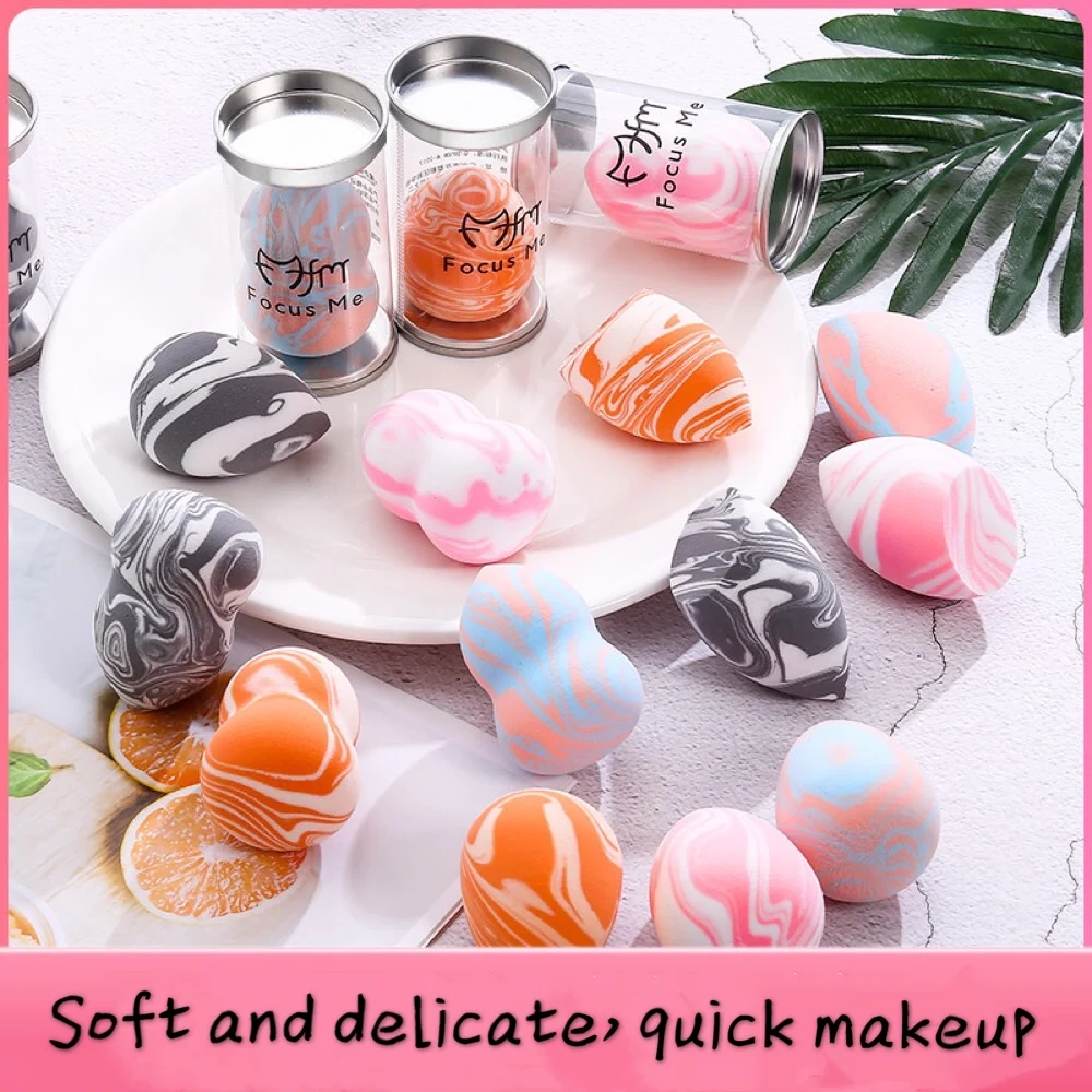 

Marble two-color powder puff, wet and dry water droplets, diagonally cut beauty eggs, it becomes larger in
