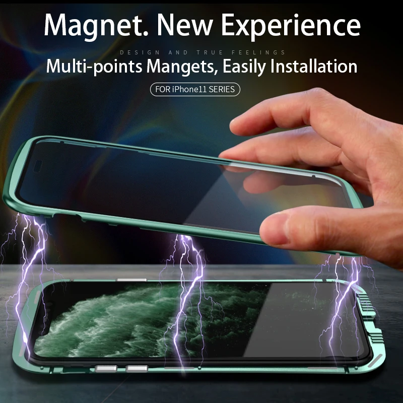 Для iPhone 11 2019 металлическая рамка двустороннее закаленное стекло для Pro Max ОСА