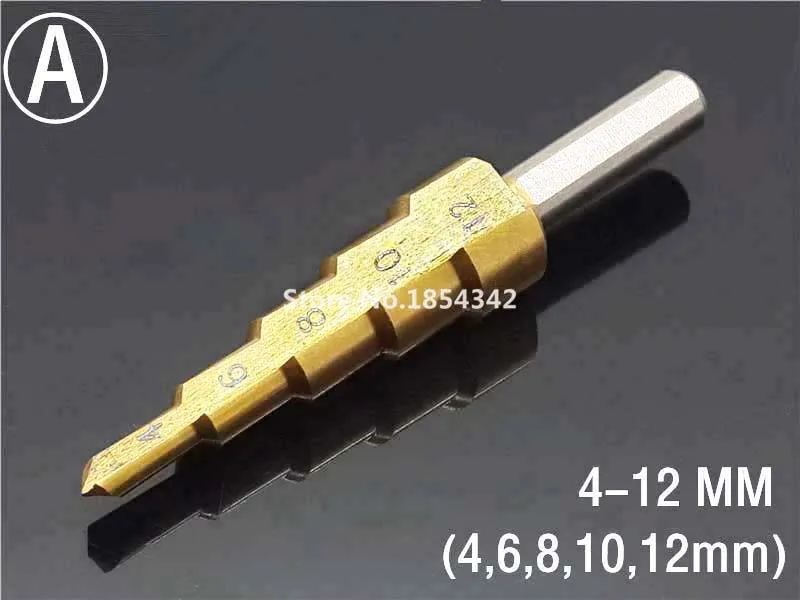 HSS Титан 4-12 мм спиральный рифленый 1/4 шестигранный хвостовик металлический Шаг сверло отверстие резак дерево конусный сердечник сверлильная пила электросверла инструмент