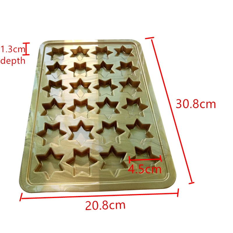 

1pc Baking Tools Silicone Cake Molds 24-cavities Food Grade Dessert Tools Golden Stars Shape Cookie Molds