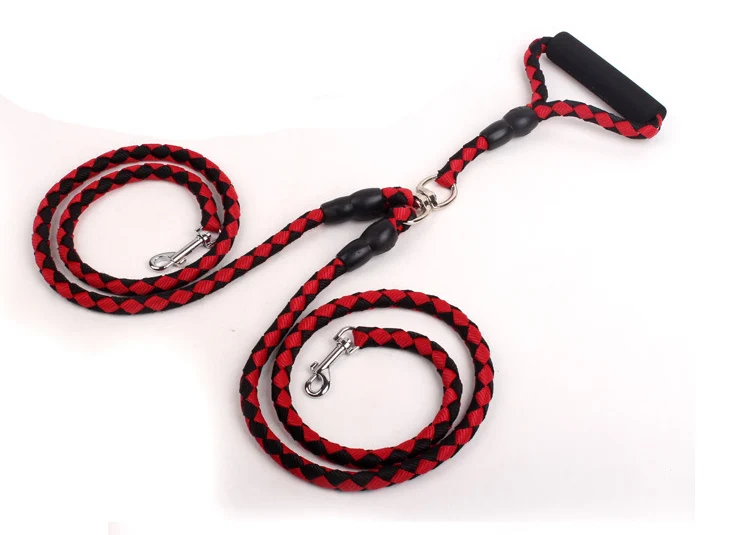 

Pet Accessories New Quality Hand-knitted Double-ended Traction Rope One Tow Two Dog Rope Collar Pet Supplies Dog Collar
