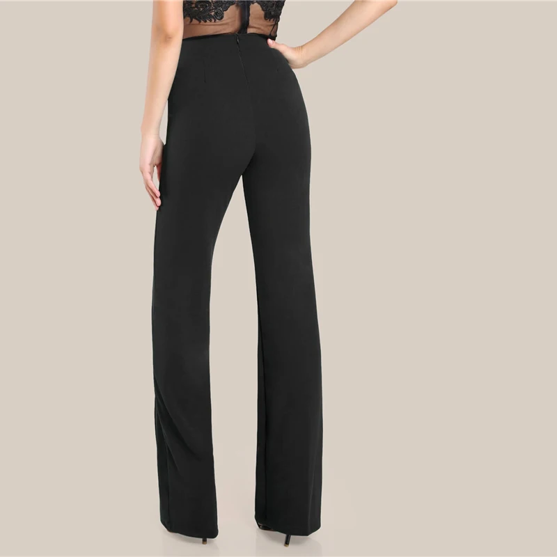 SHEIN Однотонные Широкие Прямые Брюки Офисные Стильные Брюки