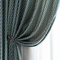 geometric jacquard imitation silk shading curtains simple nordic style finished custom curtains for living dining room bedroom