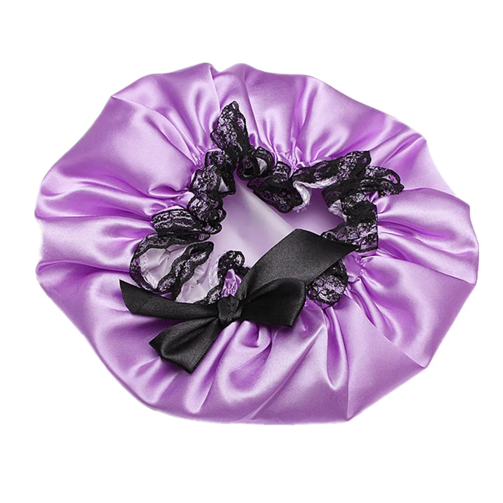 

New Women Waterproof Elastic Lace Shower Bouffant Hair Bath Cap Hat Spa Protect SCI88