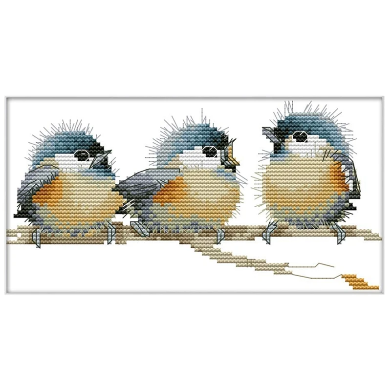 

Cross Stitch DIY Arts Crafts Hand Needlework Kits 11CT Stamped Embroidery For Beginners Pre-Printed Pattern-Three Birds