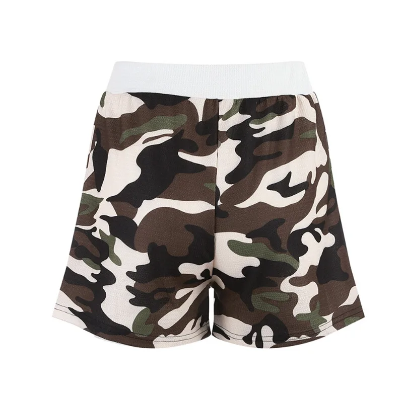 

Women's Casual Shorts Elastic Waist Soft Camouflage Print Lounge Shorts with Drawstring