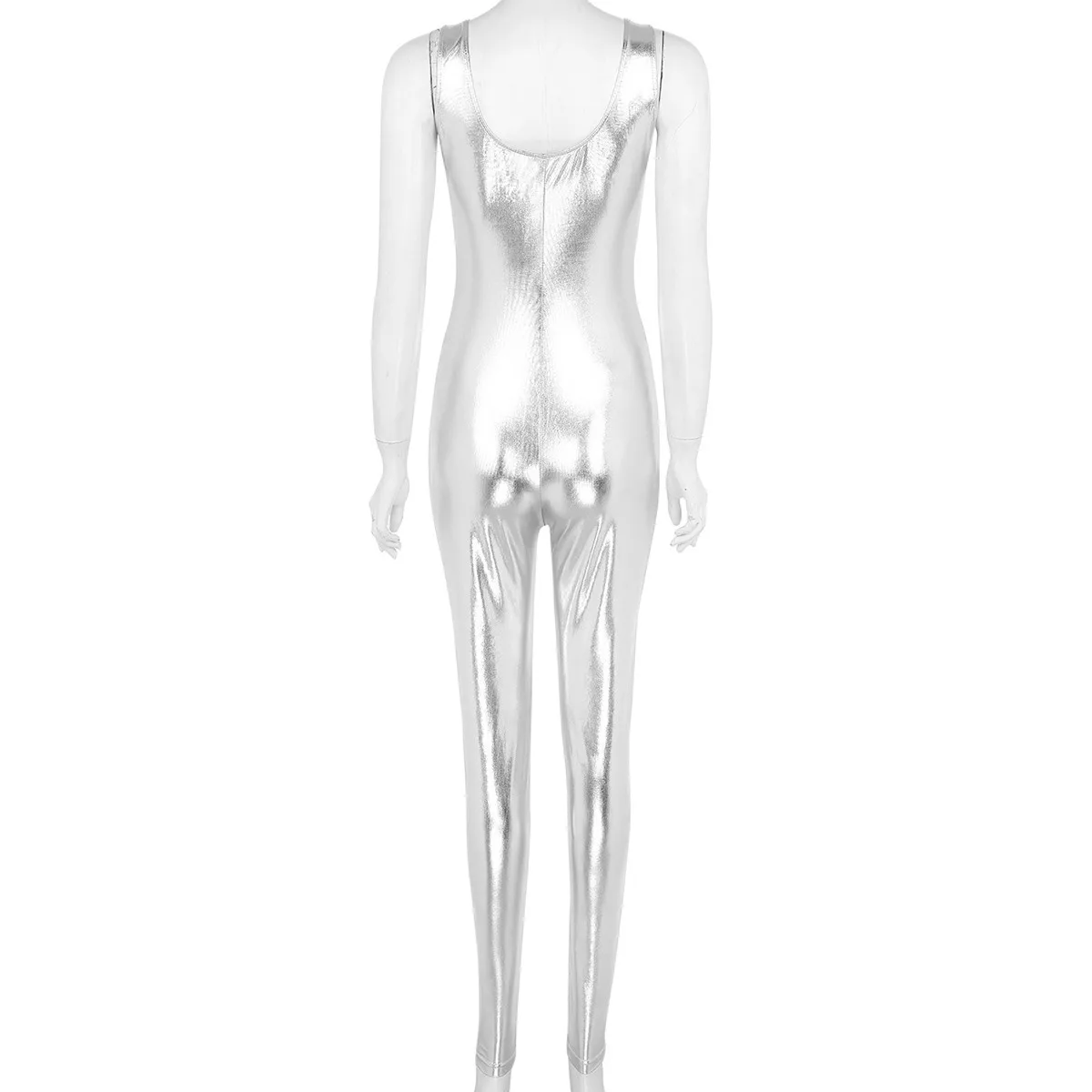 

Women Unitard Sleeveless Skin-Tight Catsuit Ballet Bodysuit Shiny Metallic One Piece Tank Style Dance wear Adults Zentai Costume