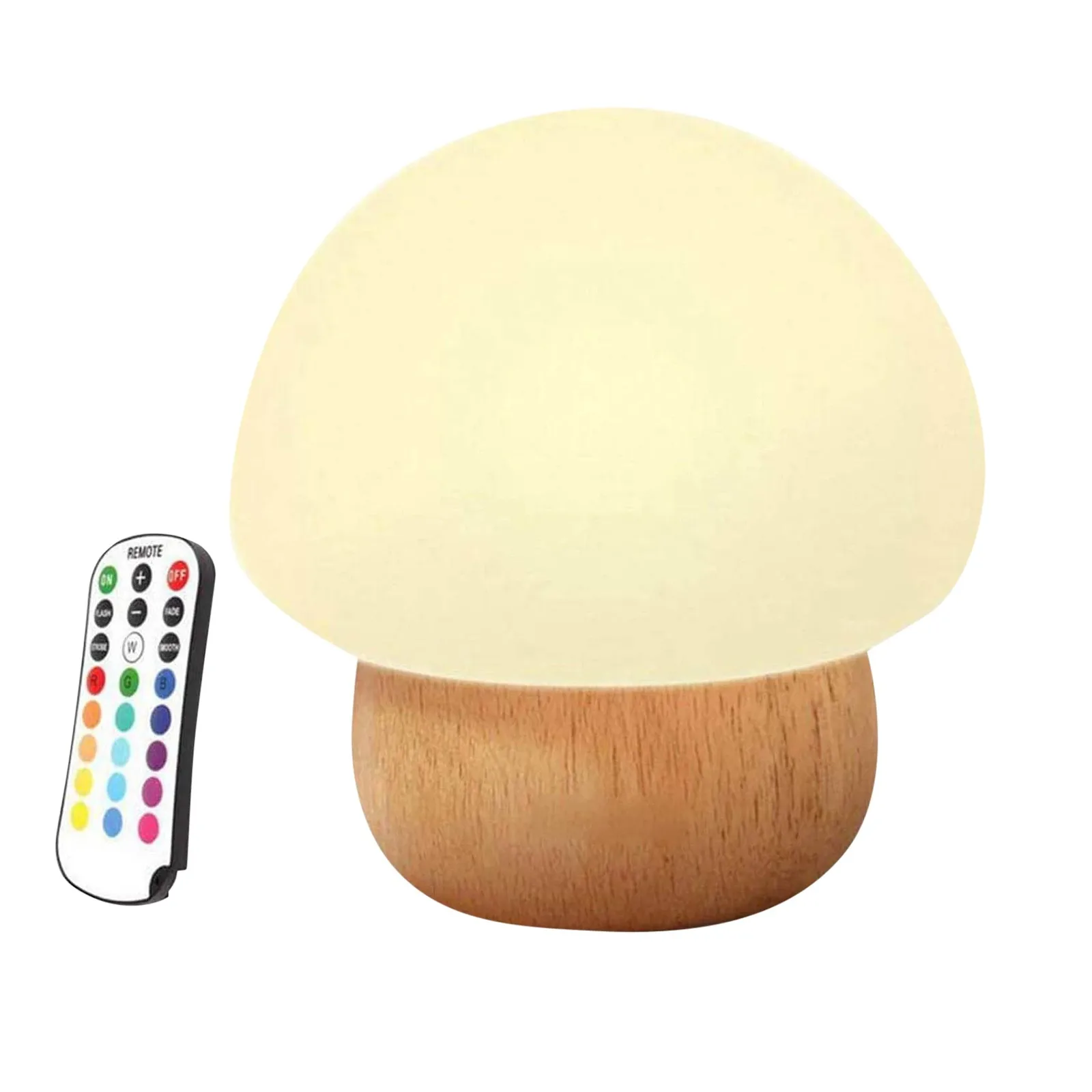 

Led Rgb Lamp Colourful Night Lights Wood Mushroom Nightlight Restaurant Bar Lamps Table Soft Moon Lamp Remote Control Room Light