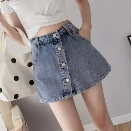 Летняя джинсовая женская юбка с высокой талией асимметричные джинсовые юбки