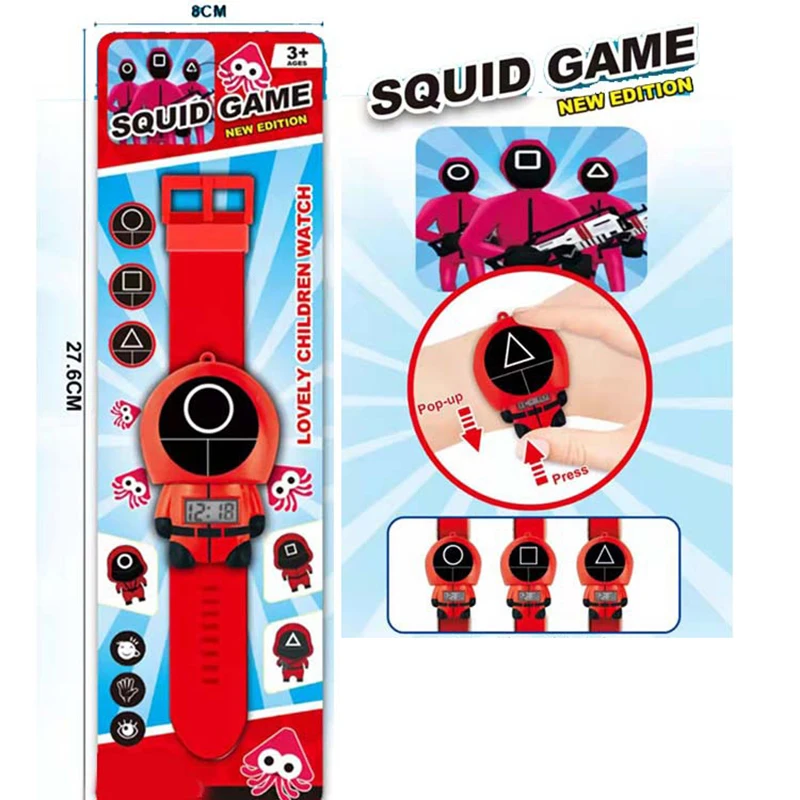 

2021 Электронные милые светящиеся часы, детская игрушка, рождественский подарок, игра кальмаров, Хэллоуин