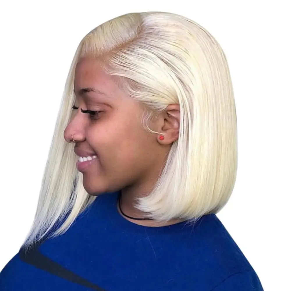 Парик с коротким Бобом 13x6 парики из человеческих волос на сетке спереди
