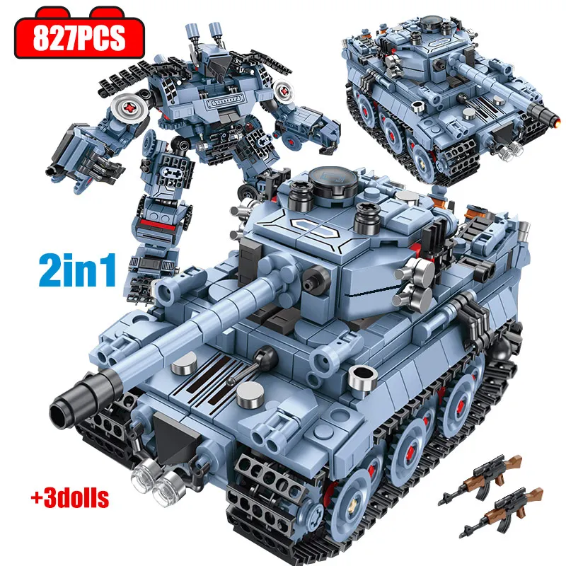 827 шт. 2 в 1 Тигр тяжелый танк строительные блоки Военная Вторая мировая война