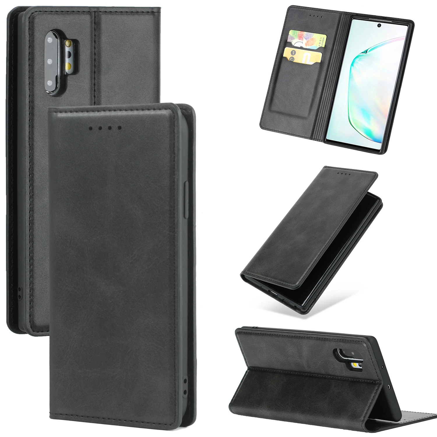 Black S10e кожаный чехол для телефона Samsung Galaxy Note 10 S10 плюс полноразмерный защитный флип-чехол с подставкой и отделениями для карт Магнитная Примечание 10+ Coque - Цвет: Black