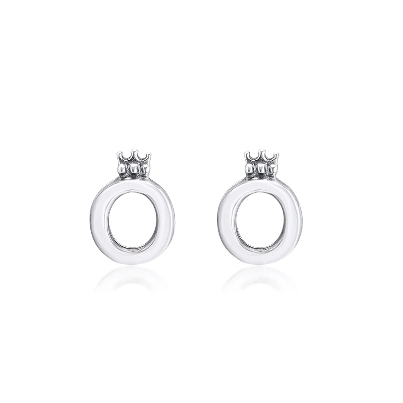 Женские серьги гвоздики из серебра 925 пробы с короной|Серьги-гвоздики| |