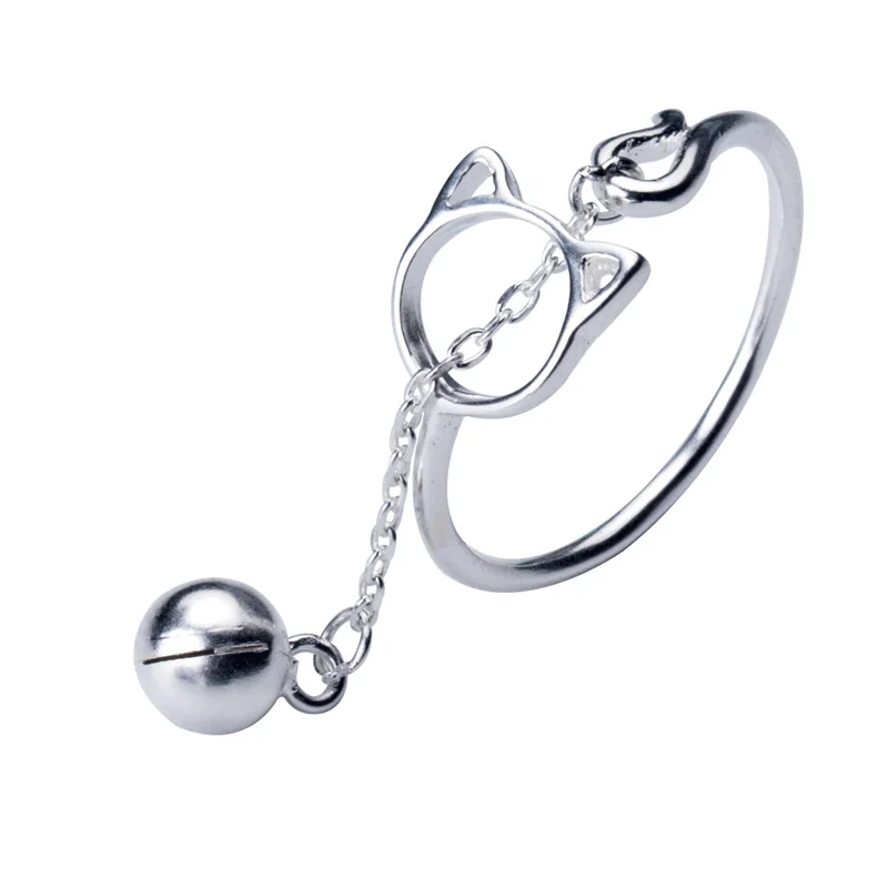 Кольца XIYANIKE серебряного цвета с милым колокольчиком и кошкой для женщин