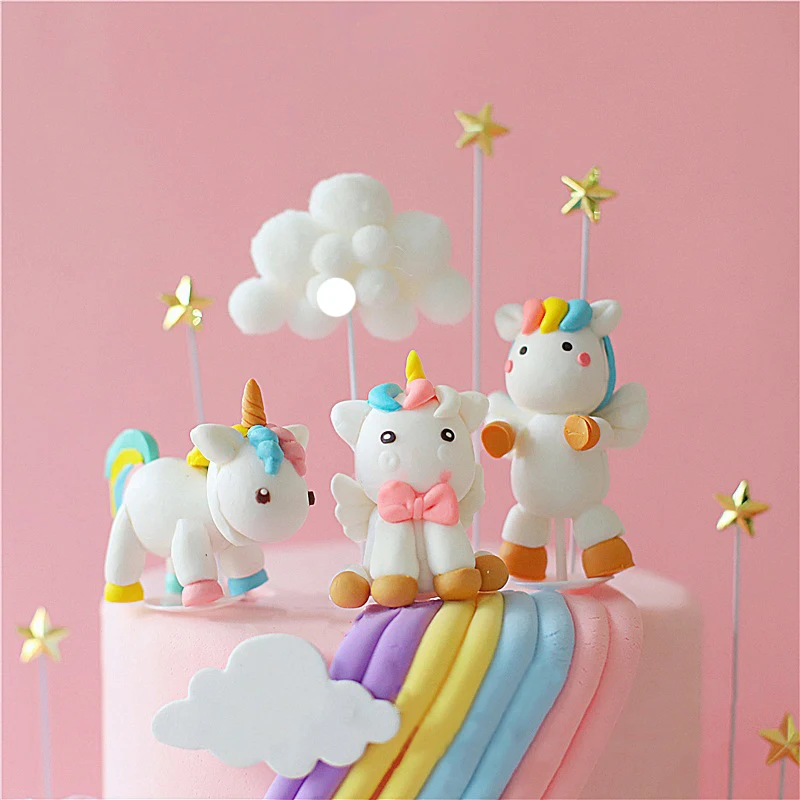 

1pc Unicorn Cake Topper Kids Favor Unicorn Theme Brithday Party Supplies Cake Decoration Tools Baby Shower Happy Birthday Decor