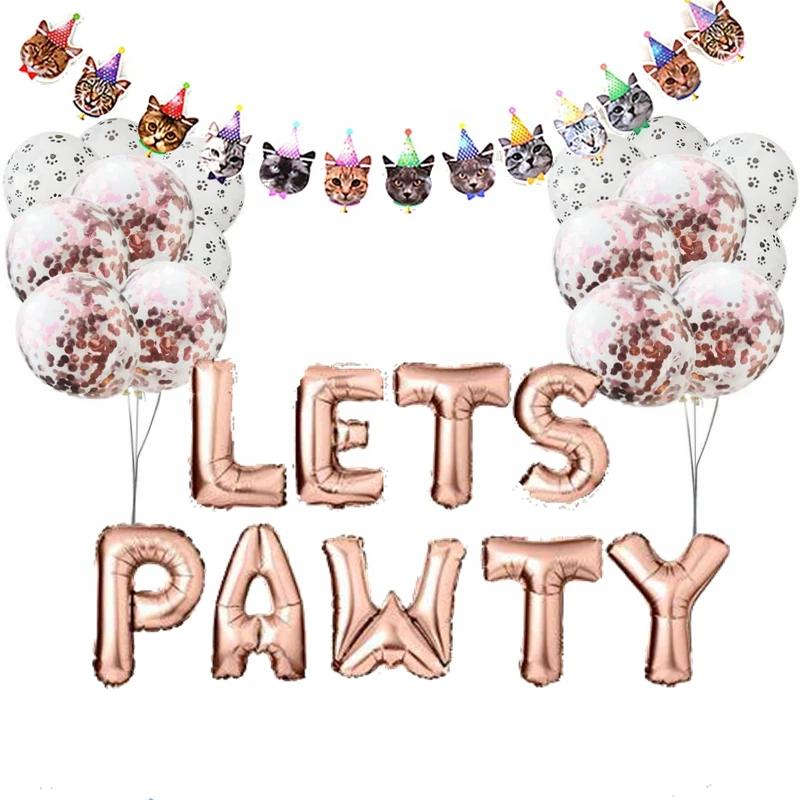 Вечерние украшения на тему дня рождения домашних животных кошка лицо собака флаг