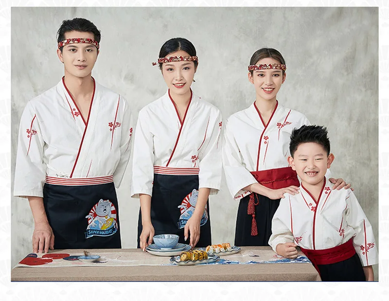 Unisex Japan Cuisine uniform chef work suit Restaurant service Chef Serving Top | Тематическая одежда и униформа